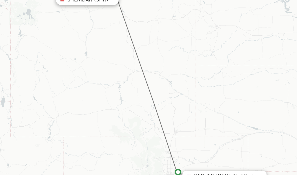 Direct (nonstop) flights from Sheridan to Denver schedules