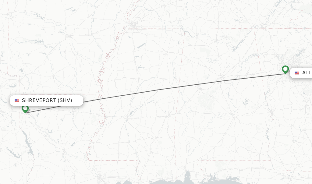 Direct (nonstop) flights from Shreveport to Atlanta schedules