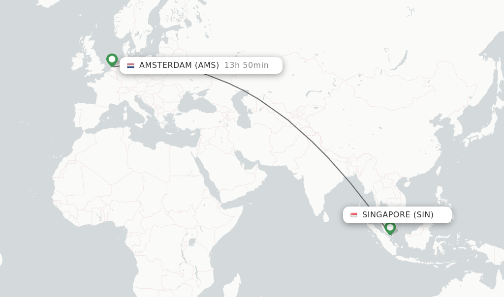 Direct (nonstop) flights from Singapore to Amsterdam schedules