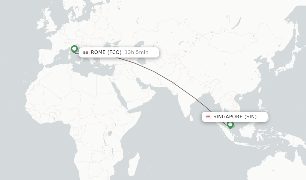 Direct (nonstop) flights from Singapore to Rome schedules