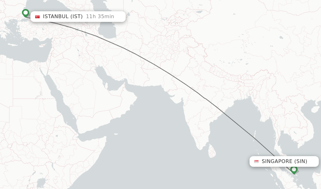 Direct (nonstop) flights from Singapore to Istanbul schedules