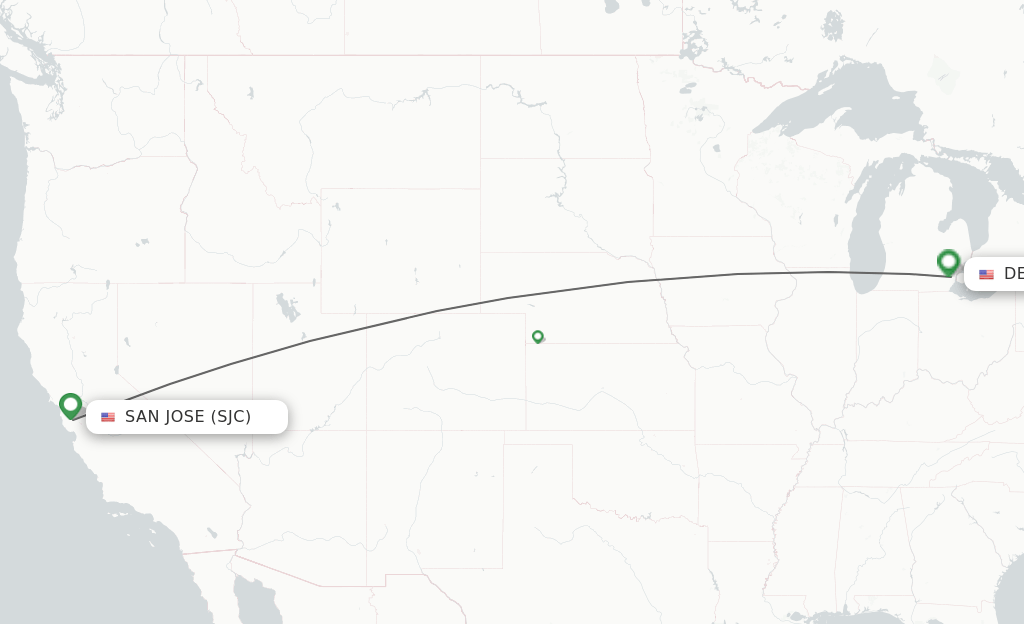 Direct (nonstop) flights from San Jose to Detroit schedules