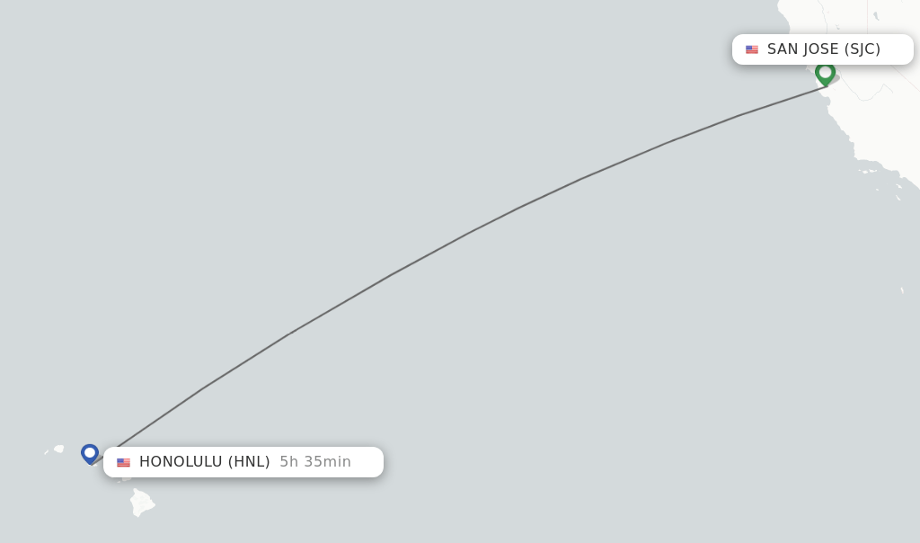 Direct (nonstop) flights from San Jose to Honolulu schedules