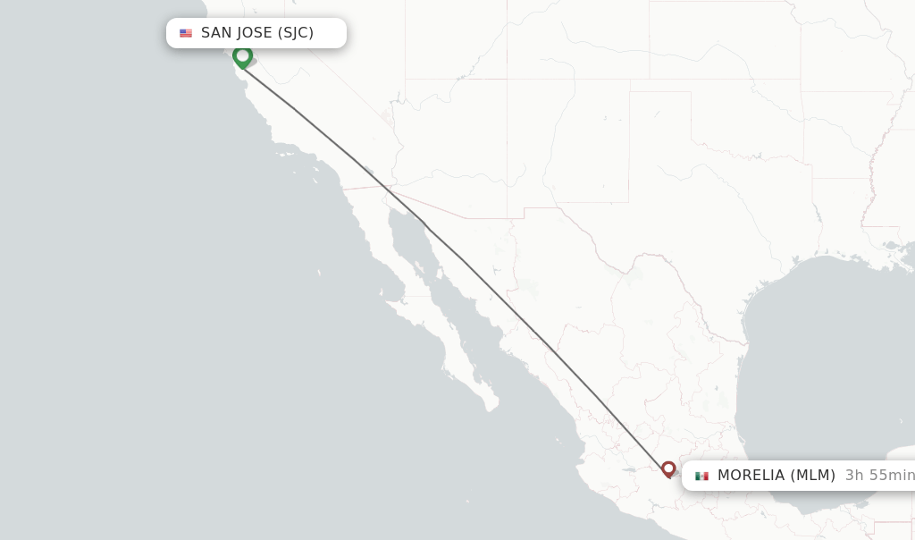 Direct (nonstop) flights from San Jose to Morelia schedules