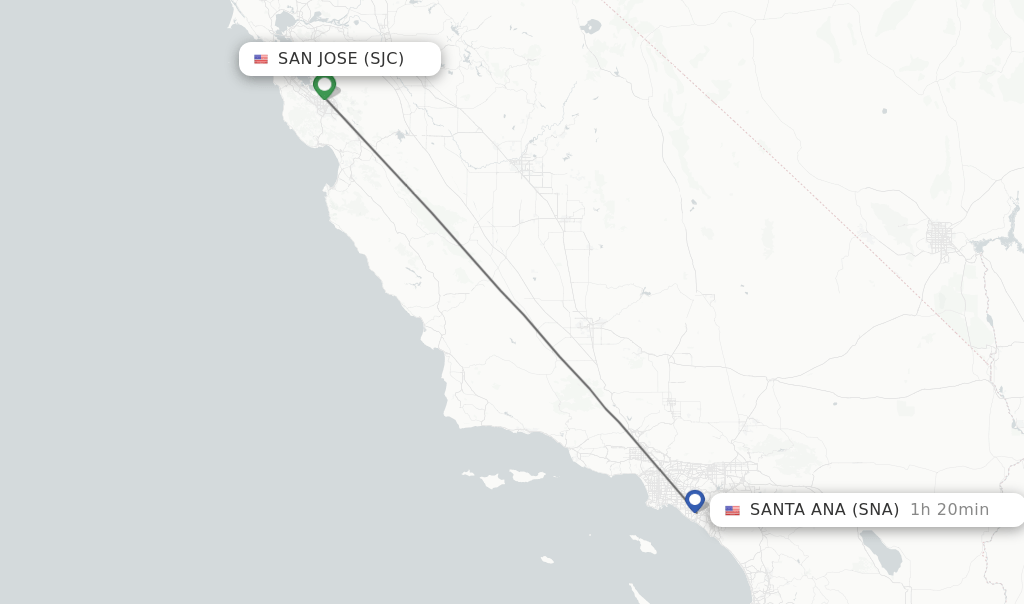 Direct (nonstop) flights from San Jose to Santa Ana schedules