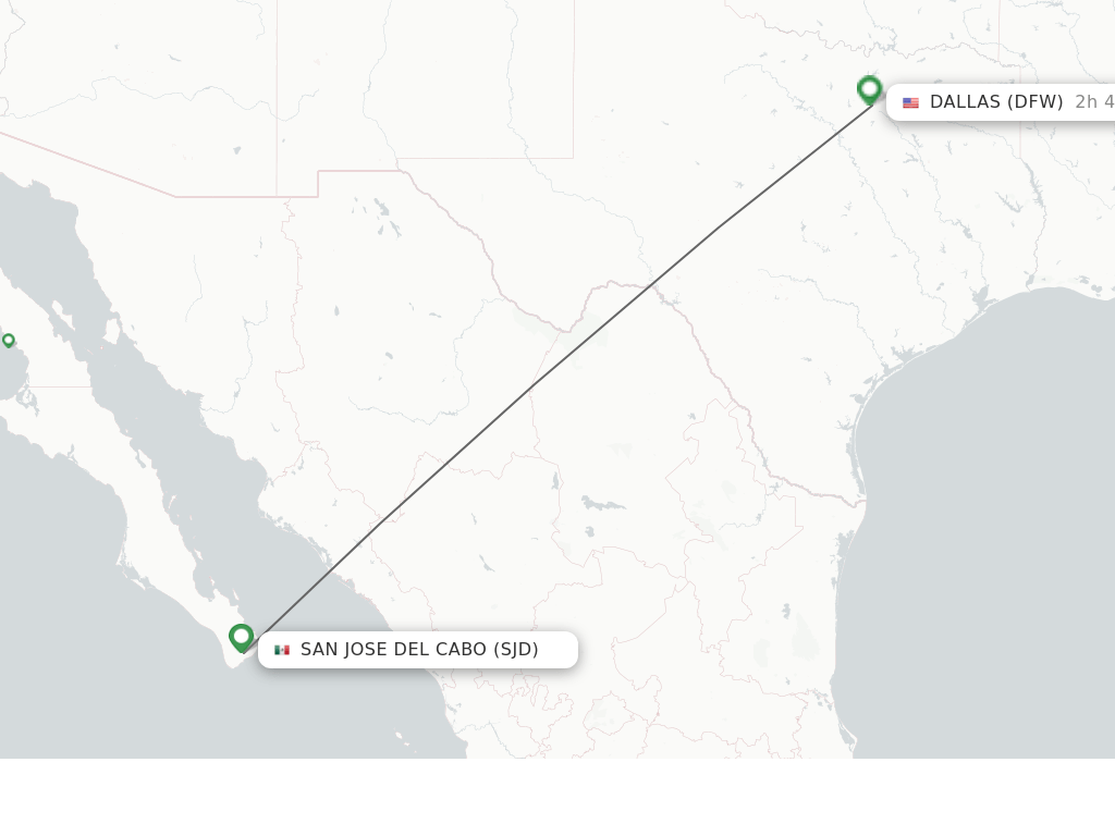 Direct (nonstop) flights from San Jose Cabo to Dallas schedules