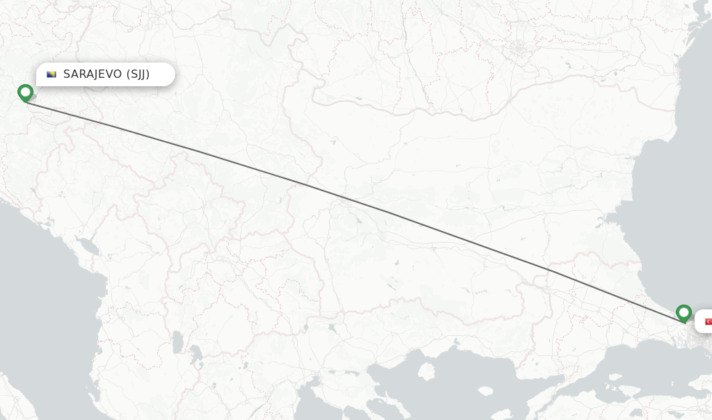 Direct (nonstop) flights from Sarajevo to Istanbul schedules
