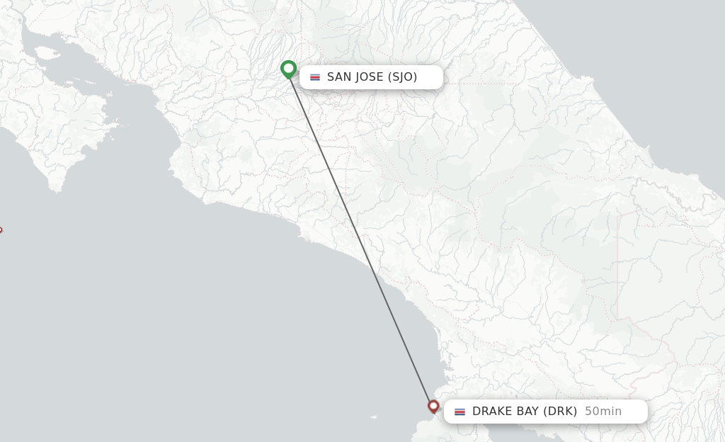 Direct (nonstop) flights from San Jose to Drake Bay schedules