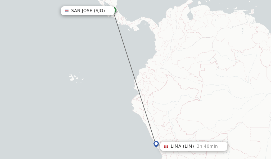 Direct (nonstop) flights from San Jose to Lima schedules
