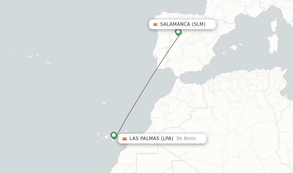 Direct (nonstop) flights from Las Palmas to Salamanca schedules
