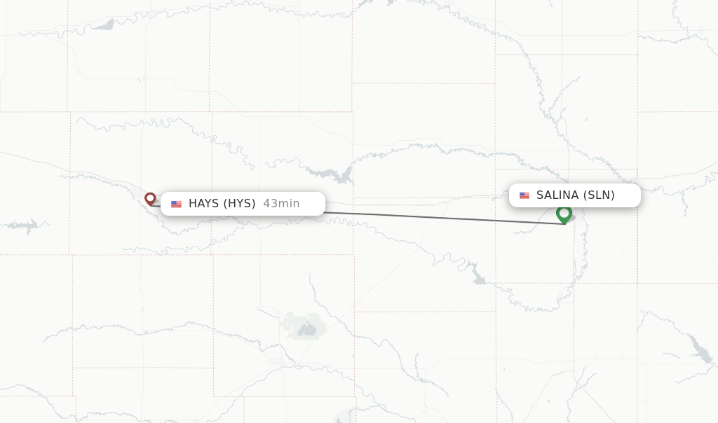 Direct (nonstop) flights from Salina to Hays schedules