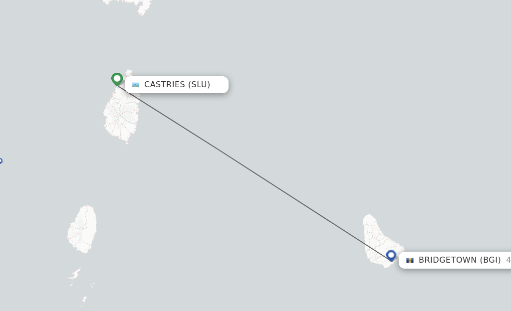 Direct (nonstop) flights from Saint Lucia to Bridgetown schedules