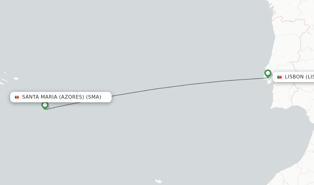 Direct (nonstop) flights from Santa Maria (Azores) to Lisbon