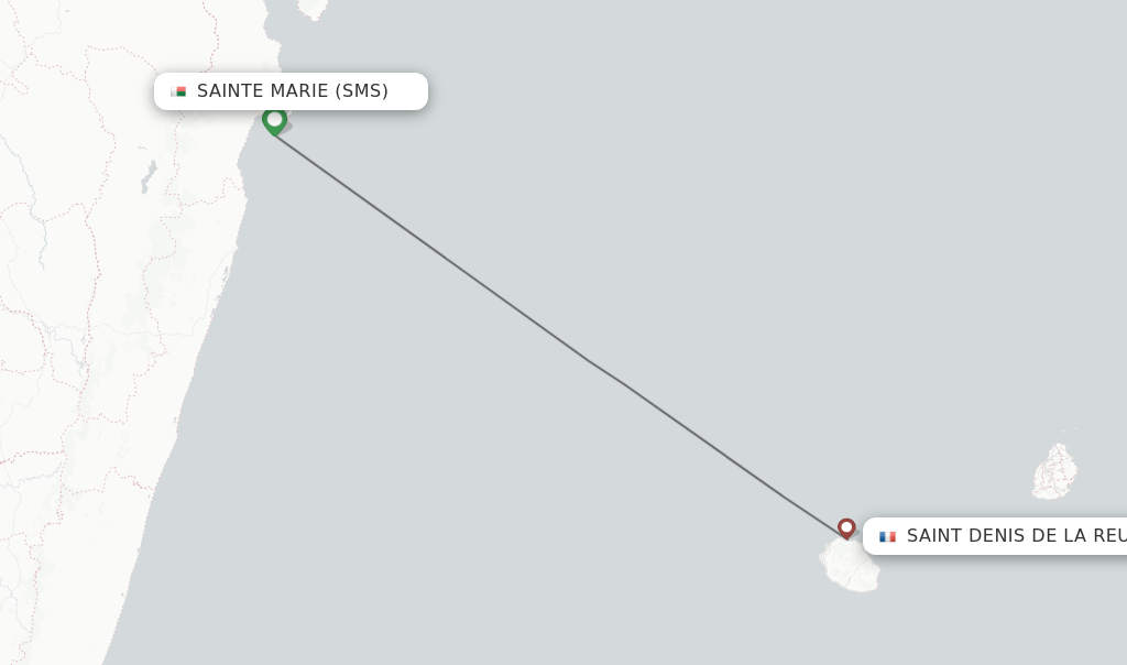 Direct (nonstop) flights from Sainte Marie to Saint Denis de la
