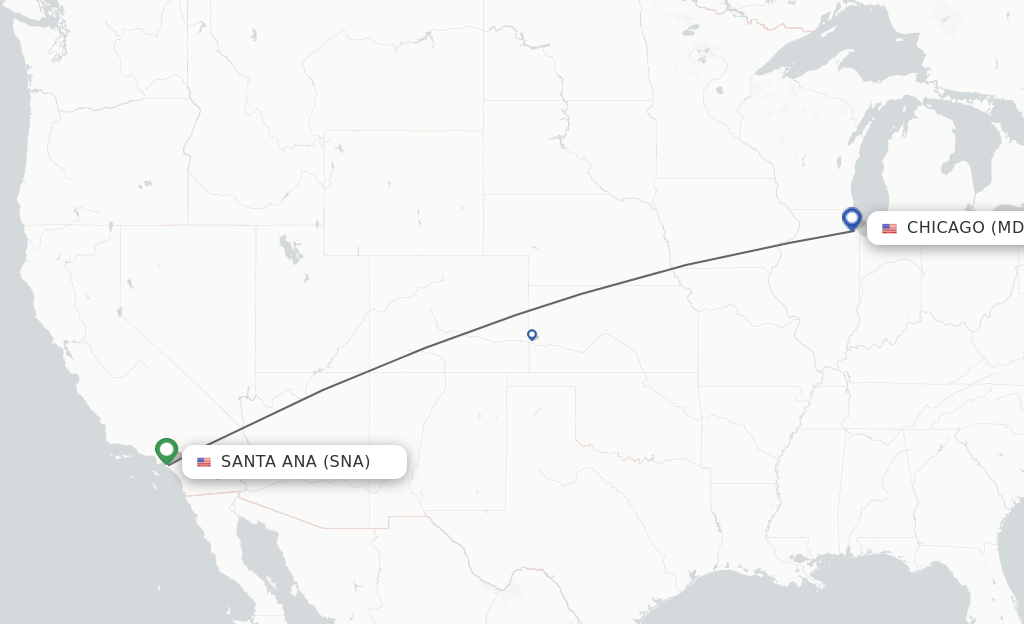 Direct (nonstop) flights from Santa Ana to Chicago schedules