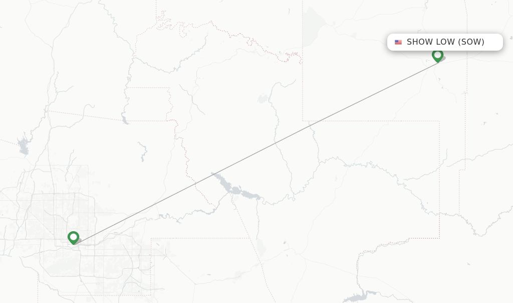 Direct (nonstop) flights from Show Low Regional Airport (SOW