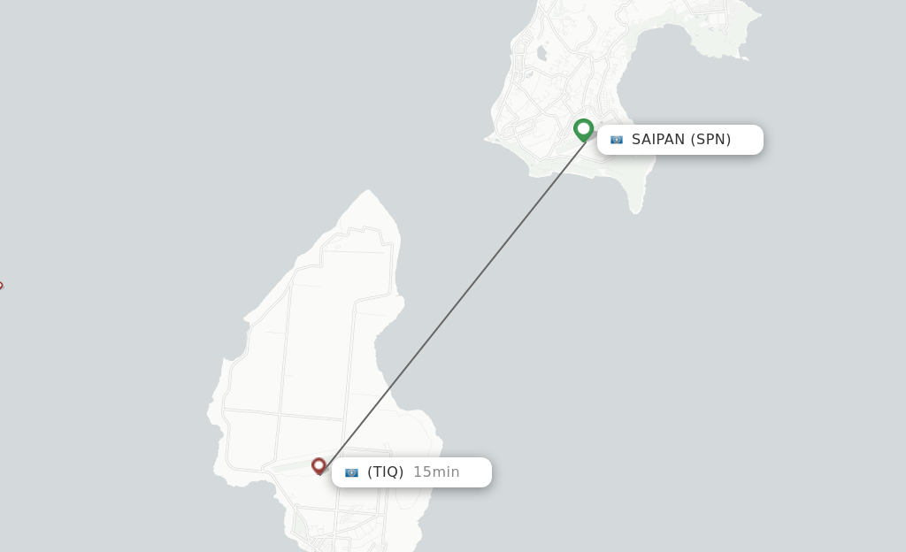 Direct (nonstop) flights from Saipan to Tinian schedules