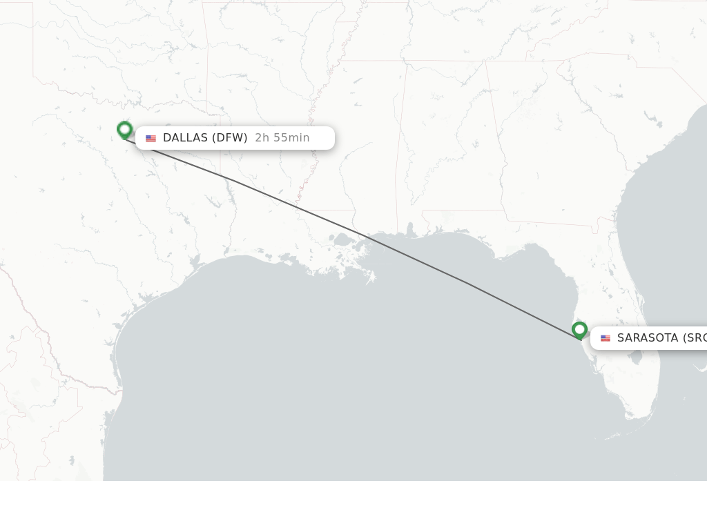 Direct (nonstop) flights from Sarasota to Dallas schedules