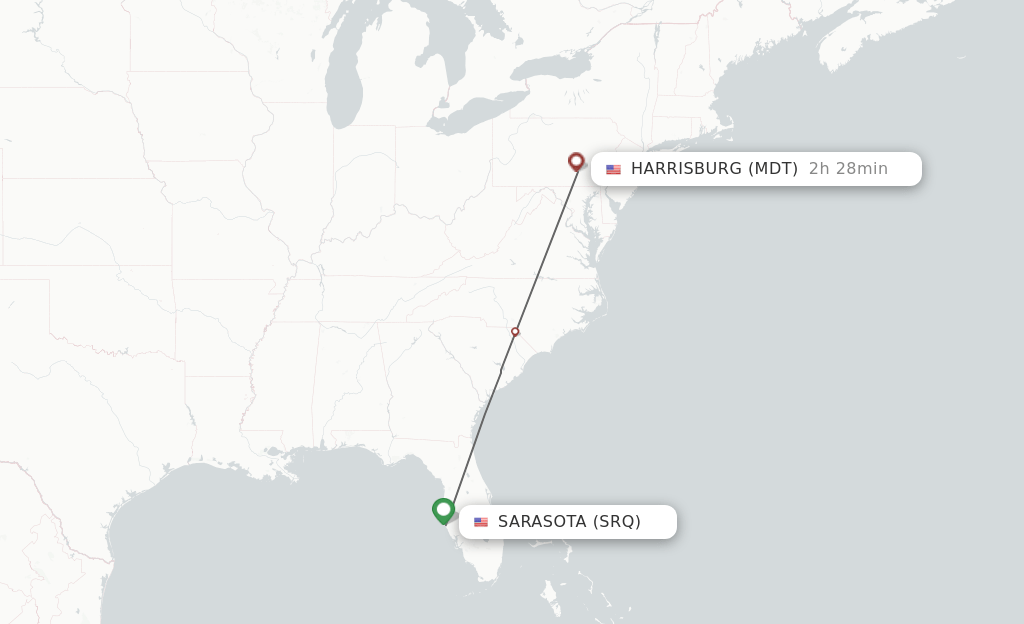 Direct (nonstop) flights from Sarasota to Middletown schedules