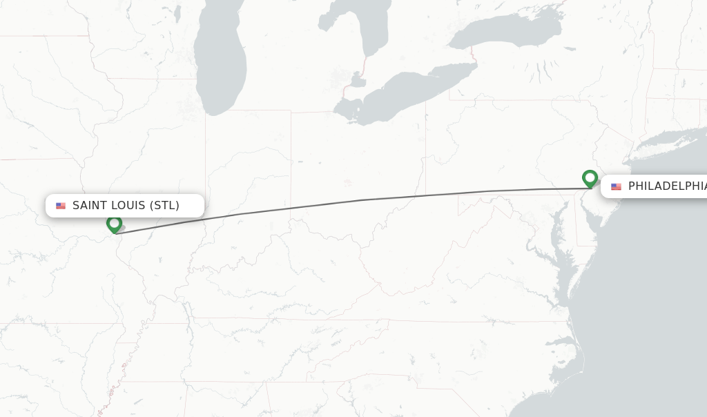 Direct (nonstop) flights from Saint Louis to Philadelphia schedules