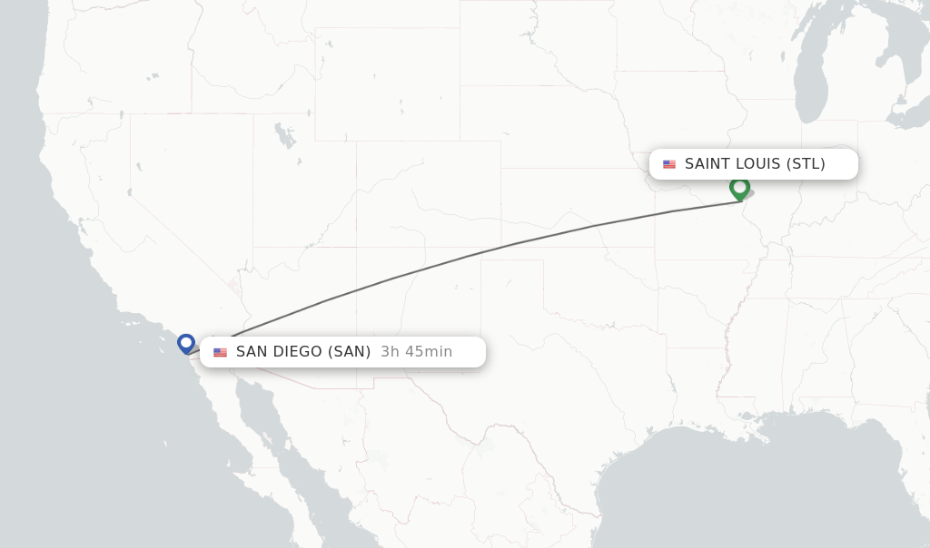 Direct (nonstop) flights from Saint Louis to San Diego schedules