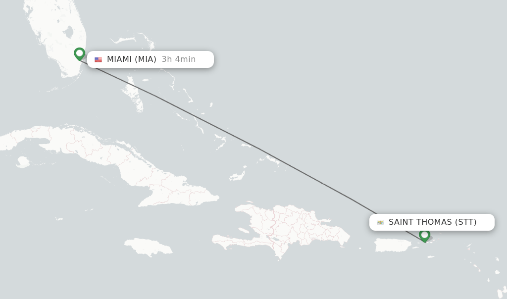 Direct (nonstop) flights from Saint Thomas to Miami schedules