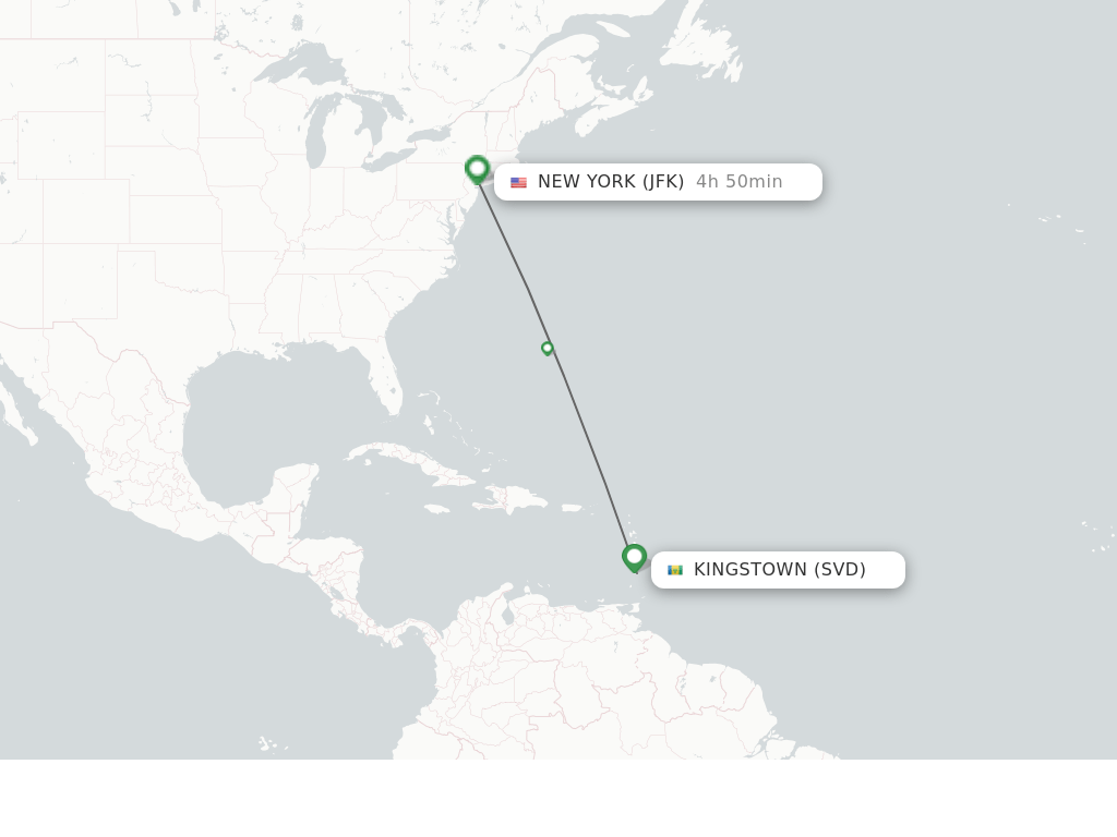 Direct (nonstop) flights from Saint Vincent to New York schedules