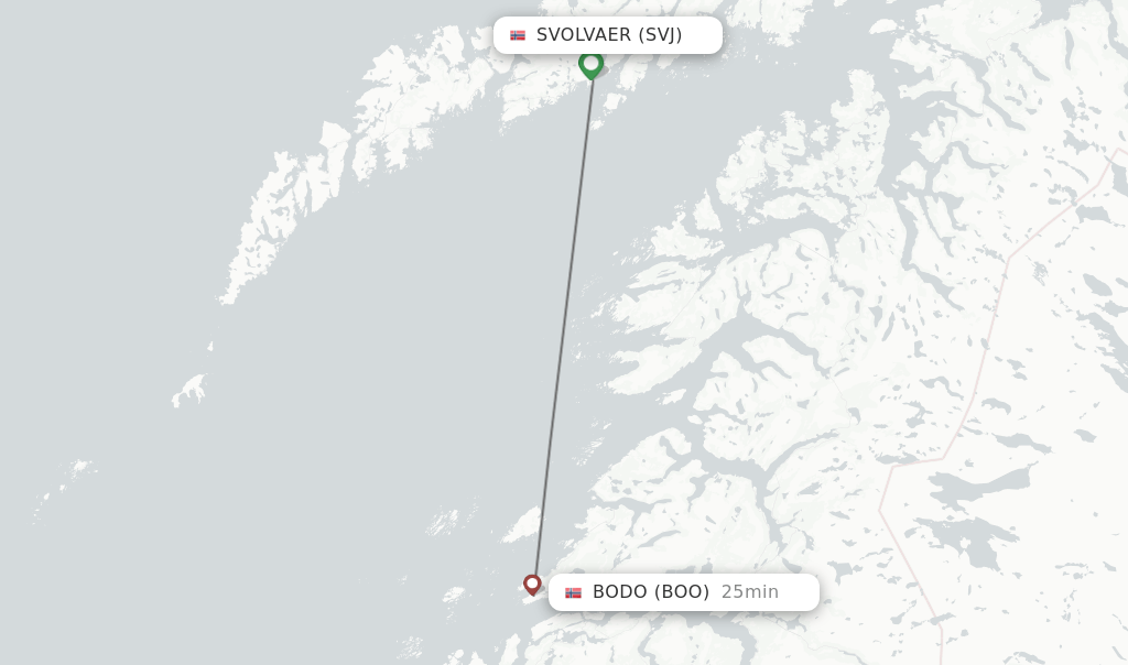 Direct (nonstop) flights from Svolvaer to Bodo schedules