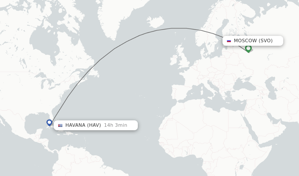 Direct (nonstop) flights from Moscow to Havana schedules