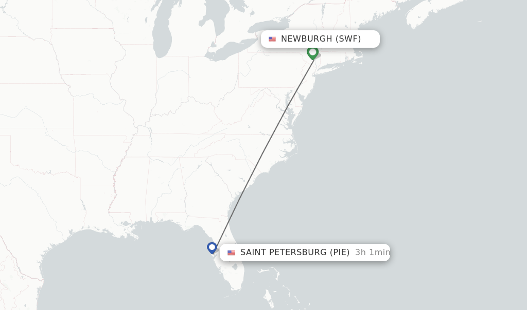 Direct (nonstop) flights from Newburgh to Saint Petersburg schedules