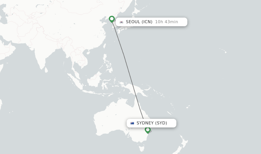 Direct (nonstop) flights from Sydney to Seoul schedules