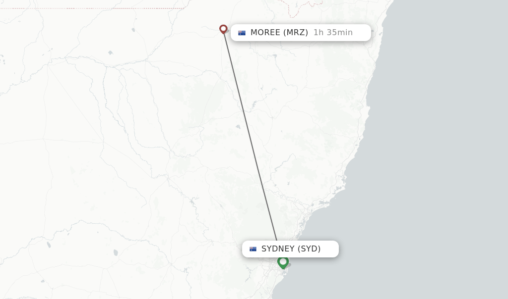 Direct (nonstop) flights from Sydney to Moree schedules