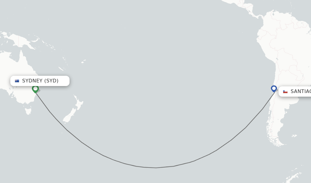 Direct (nonstop) flights from Sydney to Santiago schedules