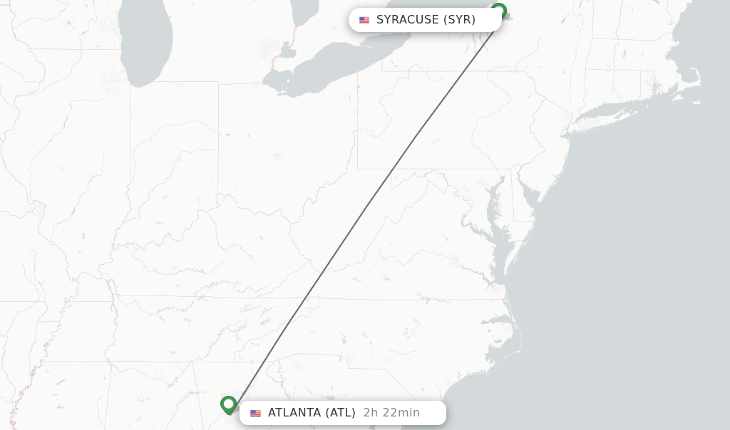 Direct (nonstop) flights from Syracuse to Atlanta schedules