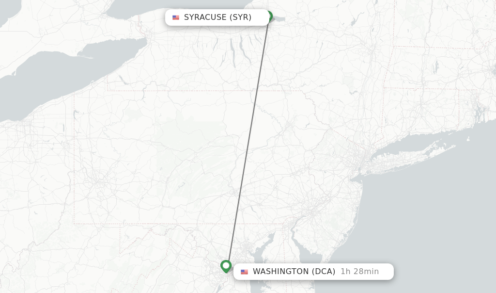 Direct (nonstop) flights from Syracuse to Washington schedules