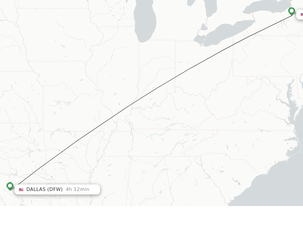 Direct (nonstop) flights from Syracuse to Dallas schedules