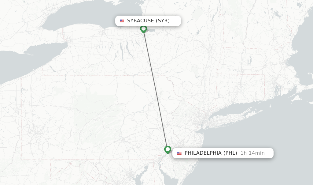 Direct (nonstop) flights from Syracuse to Philadelphia schedules