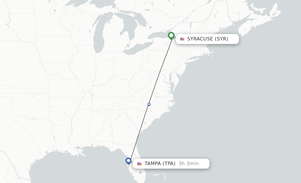 Direct (nonstop) flights from Syracuse to Tampa schedules