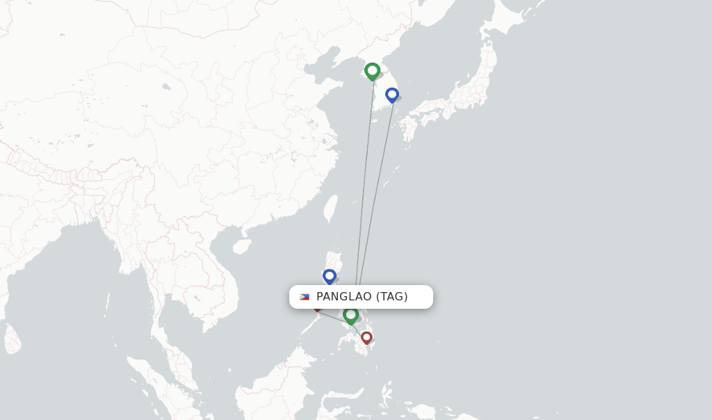 Direct (nonstop) flights from Panglao, Bohol (TAG)