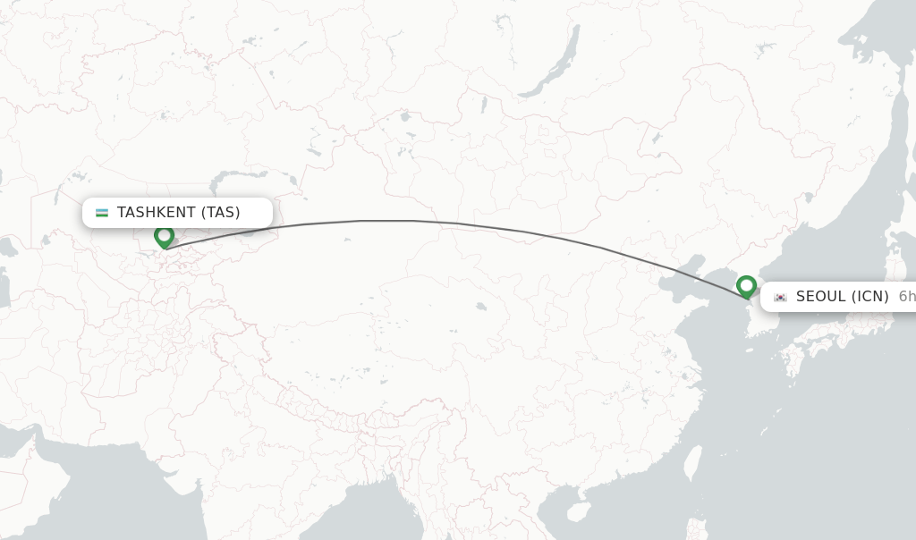 Direct (nonstop) flights from Tashkent to Seoul schedules