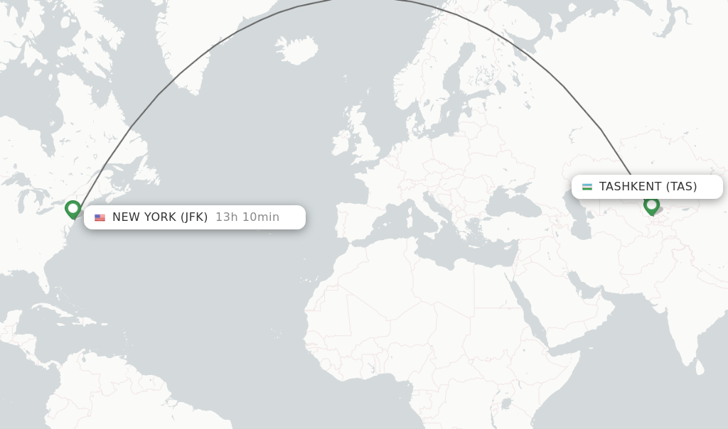 Direct (nonstop) flights from Tashkent to New York schedules