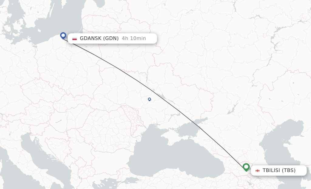 Direct (nonstop) flights from Tbilisi to Gdansk schedules