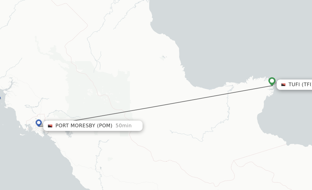 Direct (nonstop) flights from Tufi to Port Moresby schedules