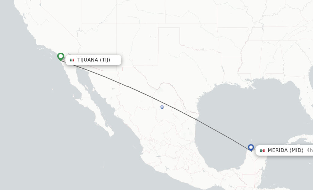 Direct (nonstop) flights from Tijuana to Merida schedules