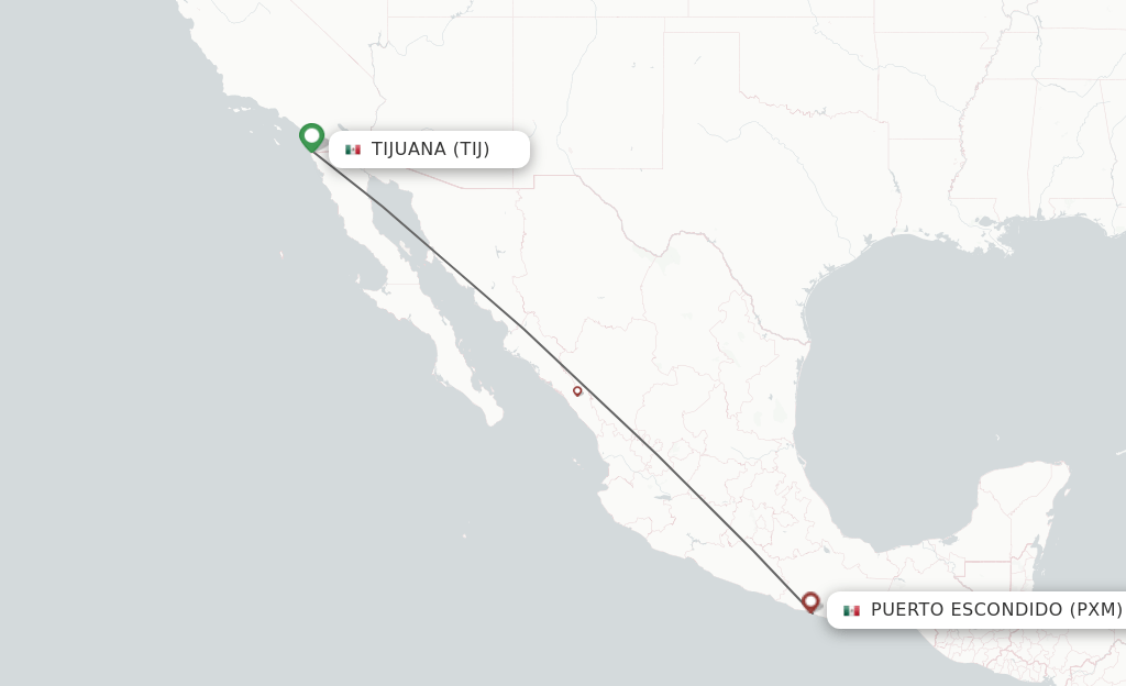 Direct (nonstop) flights from Tijuana to Puerto Escondido schedules