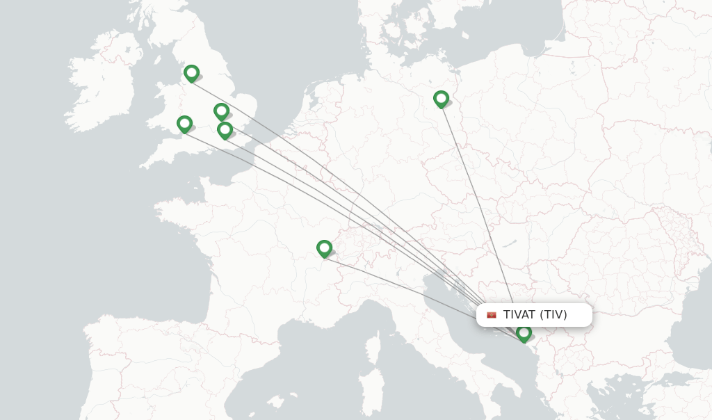 easyJet flights from Tivat, TIV