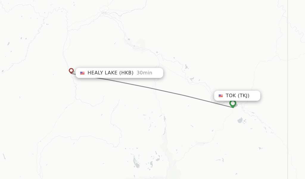 Direct (nonstop) flights from Tok to Healy Lake schedules