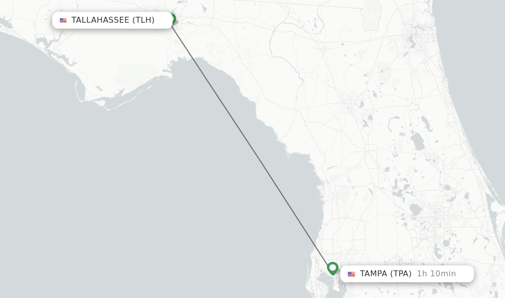 Direct (nonstop) flights from Tallahassee to Tampa schedules