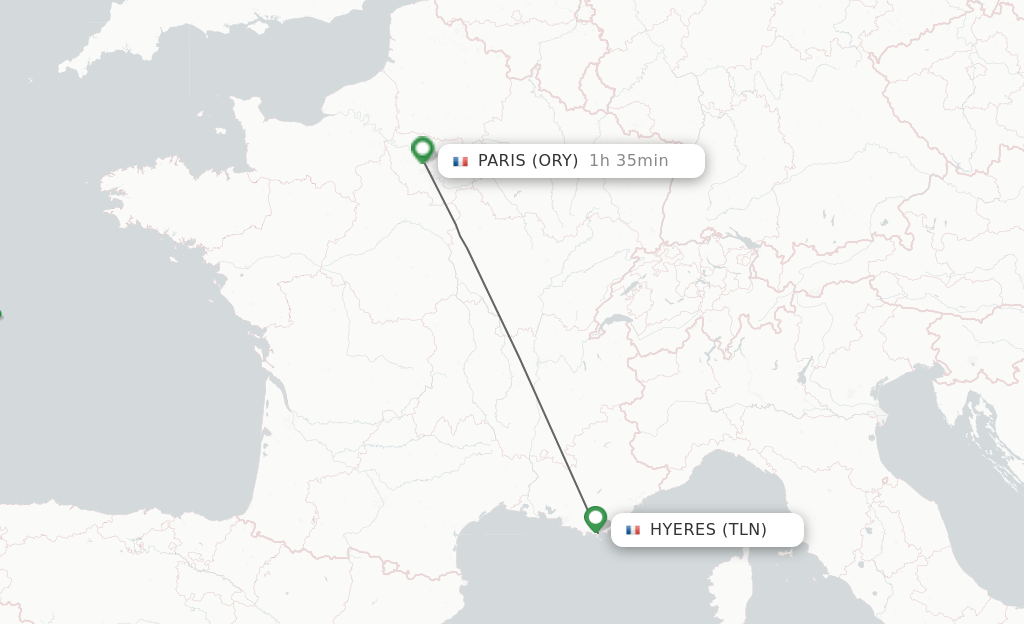 Direct (nonstop) flights from Toulon to Paris schedules