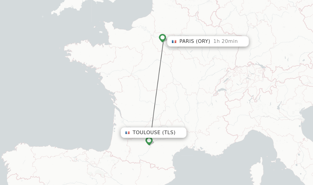 Direct (nonstop) flights from Toulouse to Paris schedules
